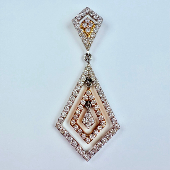 Estate 18K Gold Ponte Vecchio Gioiell 2.5 TCW Diamond Geometric Pendant Necklace